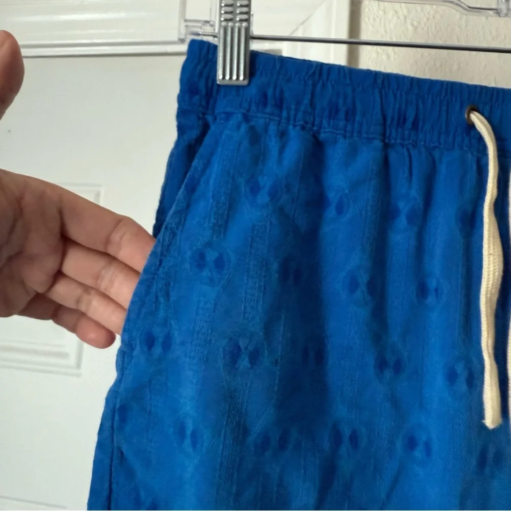 HONOR THE GIFT blue boys child textured‎ cotton rayon elastic drawstring shorts
